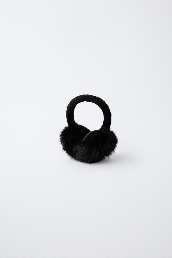 FOLDABLE FAUX FUR EARMUFFS - Black by Zara - Image 0