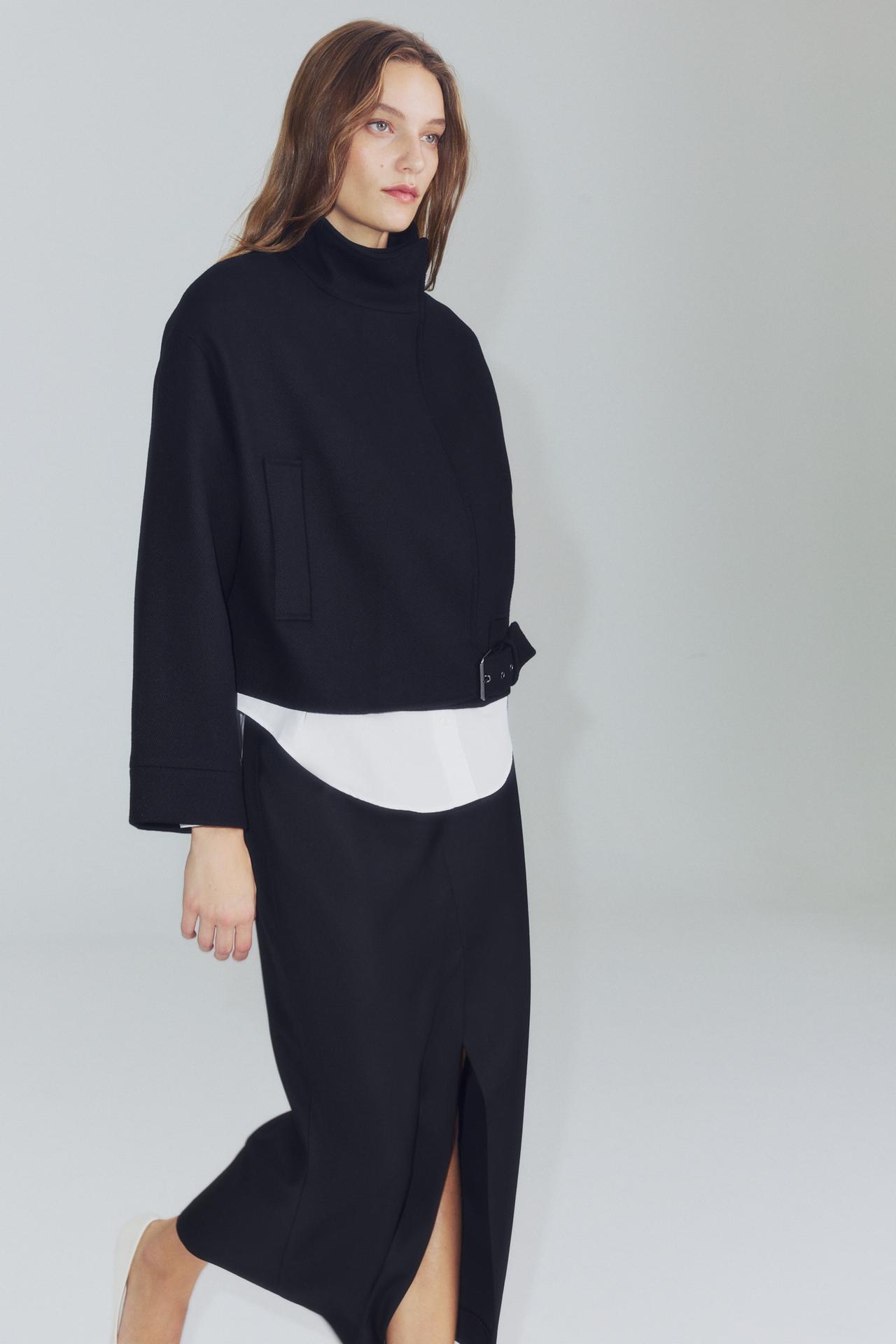 ZW COLLECTION WOOL BUCKLE JACKET — Black