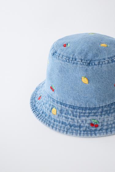 CHAPEAU BOB EN DENIM À FLEURS BRODÉES - Bleu de Zara - Image 2