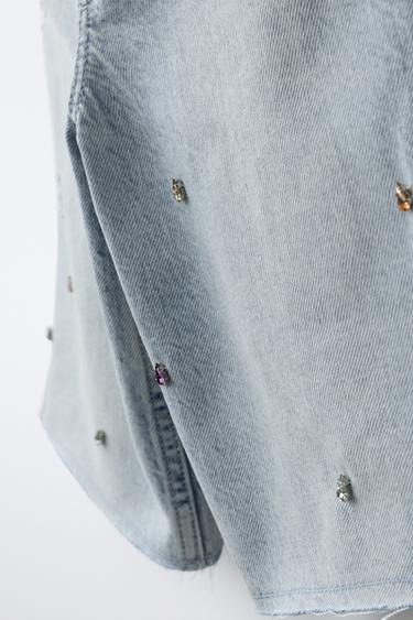 JEWEL EMBELLISHED DENIM BERMUDA SHORTS - Light blue by Zara - Image 4