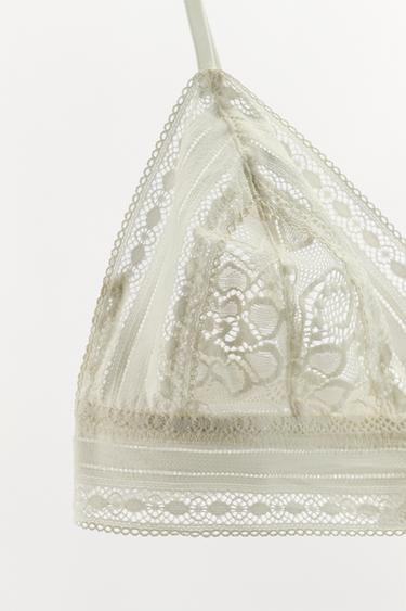 BRALETTE TRIANGLE EN DENTELLE - Blanc cassé de Zara - Image 4