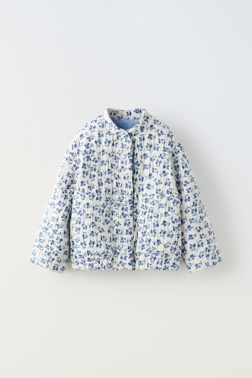 FLORAL QUILTED JACKET - Blue