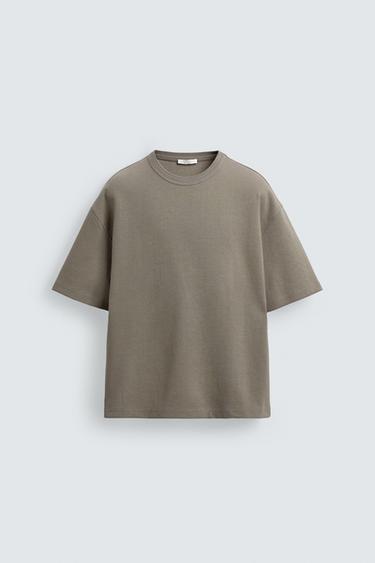 RELAXED FIT SHORT SLEEVE SWEATSHIRT - Brown / Taupe by Zara