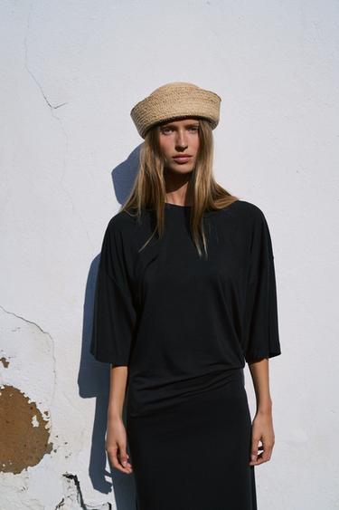 CHAPEAU CALOTTE 100% RAFFIA - Beige clair de Zara - Image 4