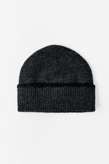 ČEPICE BEANIE S KONTRASTNÍM ÚPLETEM - Šedá od Zara