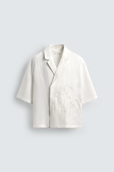 CAMISA DE CÂNHAMO BORDADA FILIPE JARDIM X ZARA - Branco da Zara