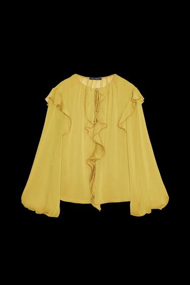 BLUSE MIT VOLANTS - Senfgelb von Zara - Bild 0