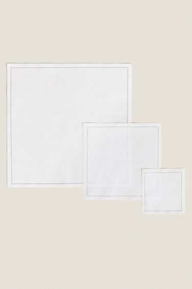 REUSABLE NAPKINS (PACK OF 20) - White / Grey by Zara - Image 4