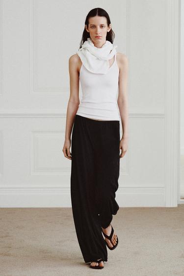 Zara 直筒棉質長褲 - 黑色