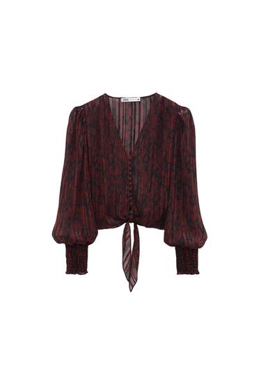 PRINTED BLOUSE WITH KNOT