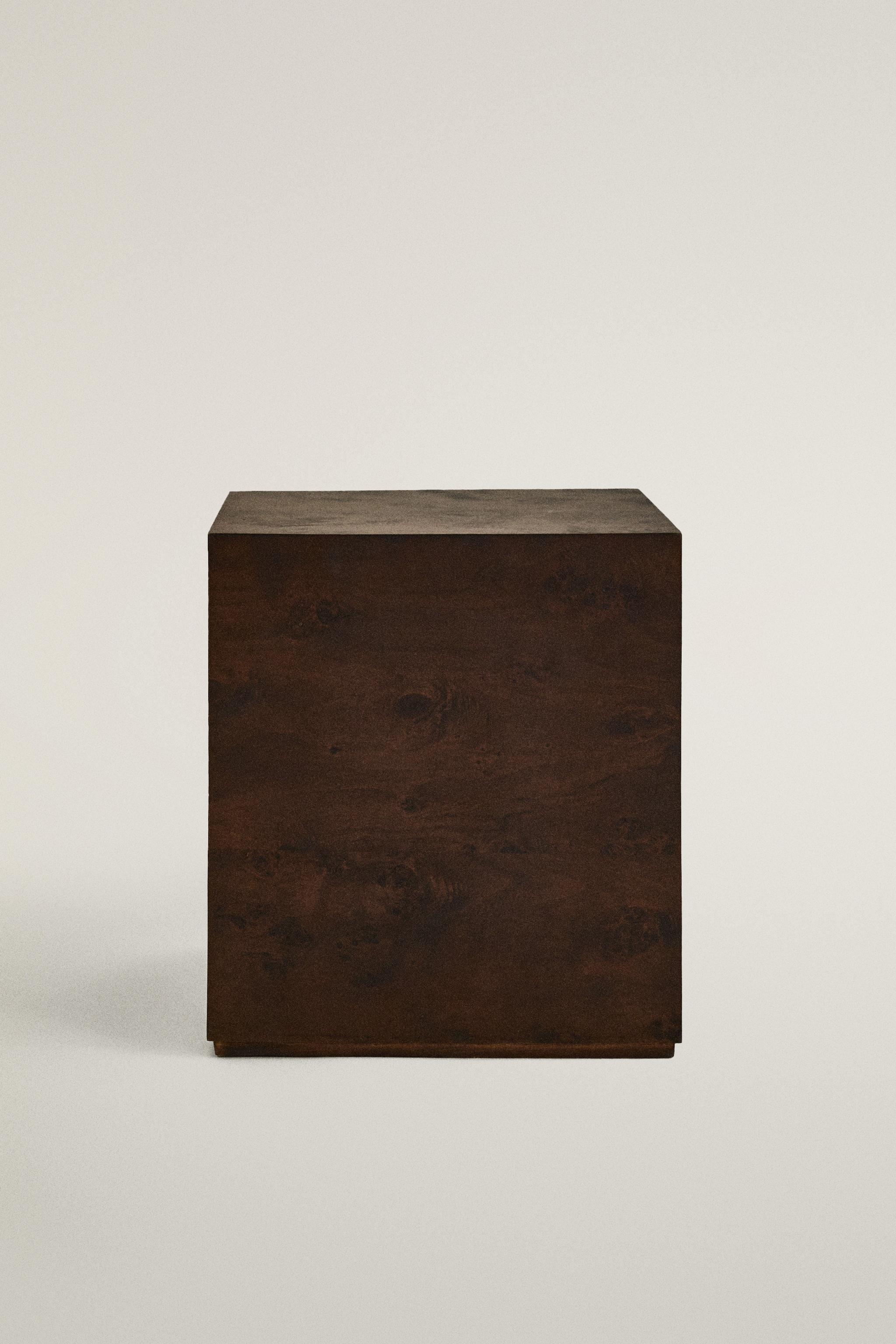 BURL WOOD CUBE TABLE