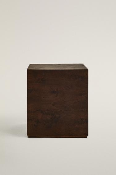 BURL WOOD CUBE TABLE — Brown 2