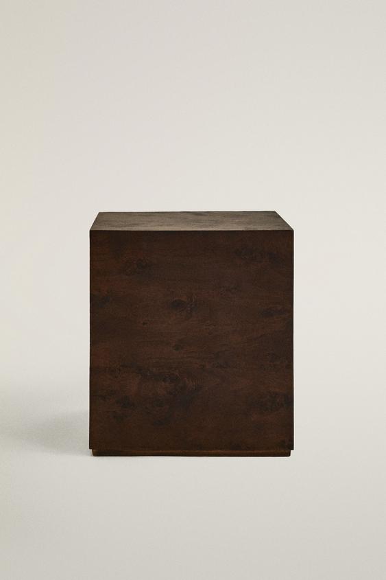 BURR WOOD CUBE TABLE - Brown by Zara - Image 0