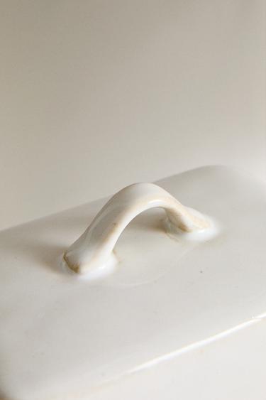 STONEWARE BUTTER DISH - Cream by Zara - Image 2