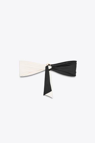 METALLIC PIECE BIKINI TOP - Black / White by Zara - Image 4