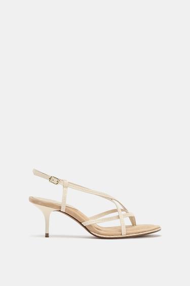 CROSSOVER STRAP SANDALS - Ecru White by Zara