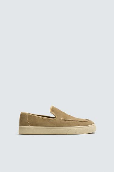 Zara CASUAL LEATHER LOAFERS - Beige