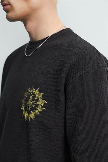 WASHED PRINT KNIT T-SHIRT - Black by Zara - Image 5