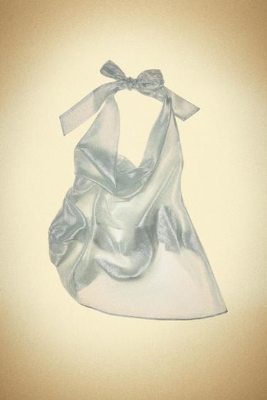 Zara ASYMMETRIC FOIL TOP - Silver