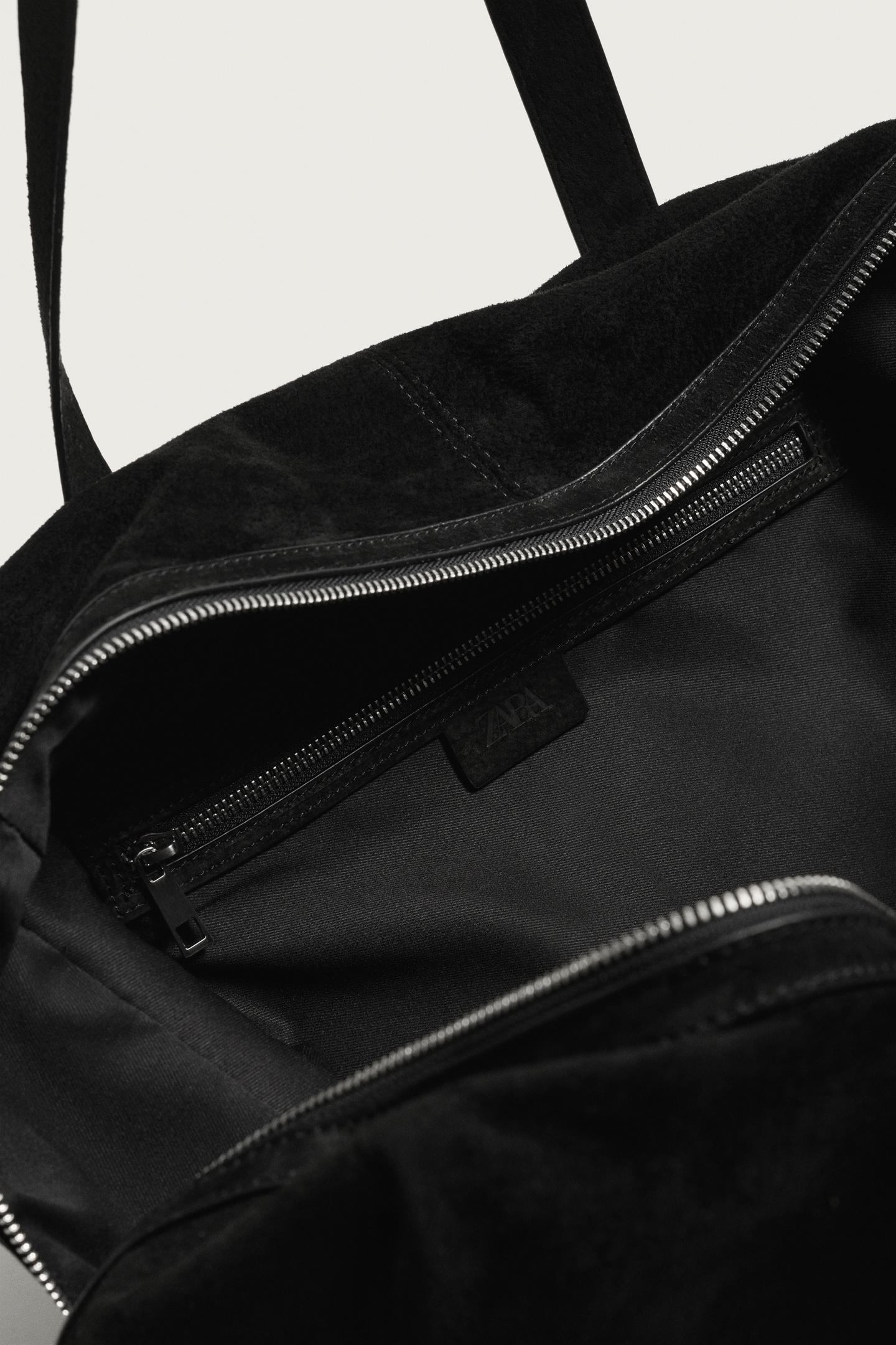 Мужская сумка Zara Leather Travel, цвет: Чёрный — фото 7