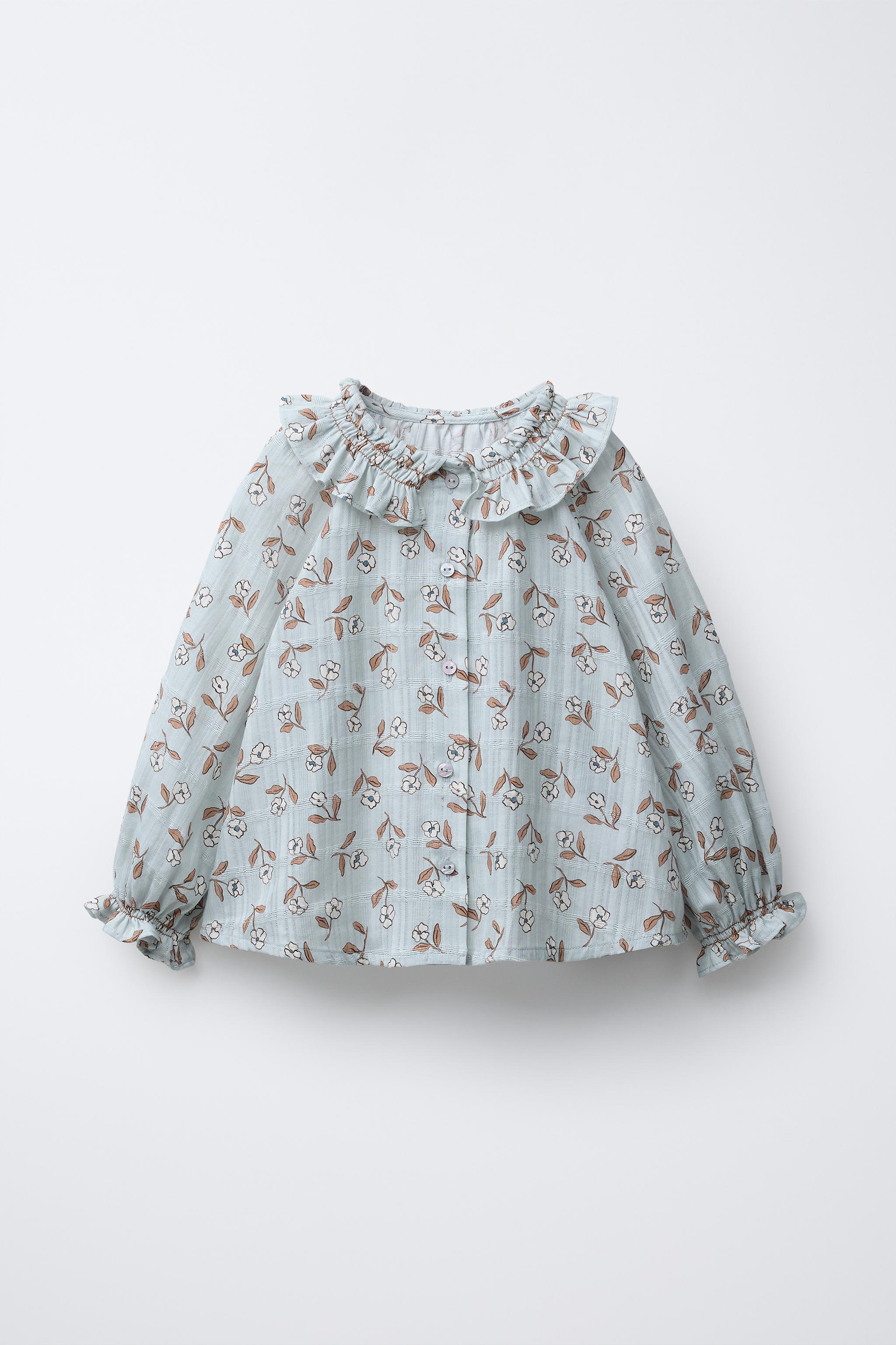 フラワー柄ブラウス - ライトブルー | ZARA Japan / 日本