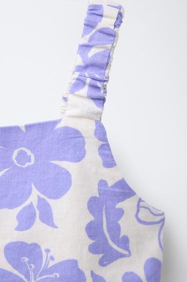 TOP IMPRIMÉ AVEC LIN - Écru / Bleu de Zara - Image 2