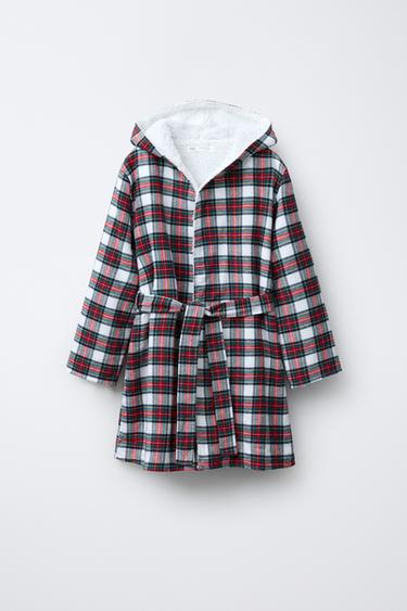 CHECK FLANNEL ROBE - Ecru by Zara