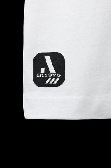 Zara SPORTY STRIPE TEXT T-SHIRT - White