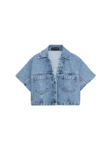 ÁO SƠ MI DENIM DÁNG LỬNG Z1975 - Màu xanh dịu từ Zara