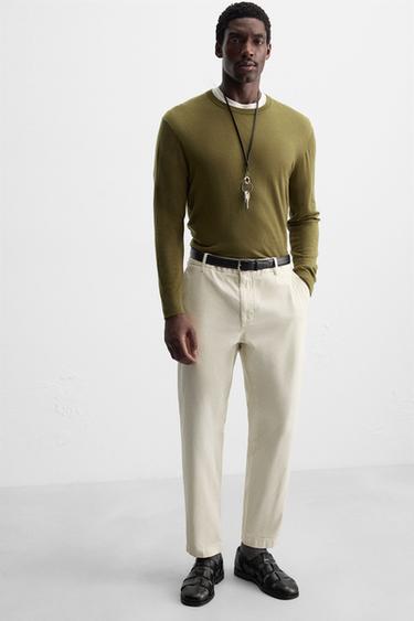 TWILL CHINO TROUSERS - Oyster-white by Zara - Image 4