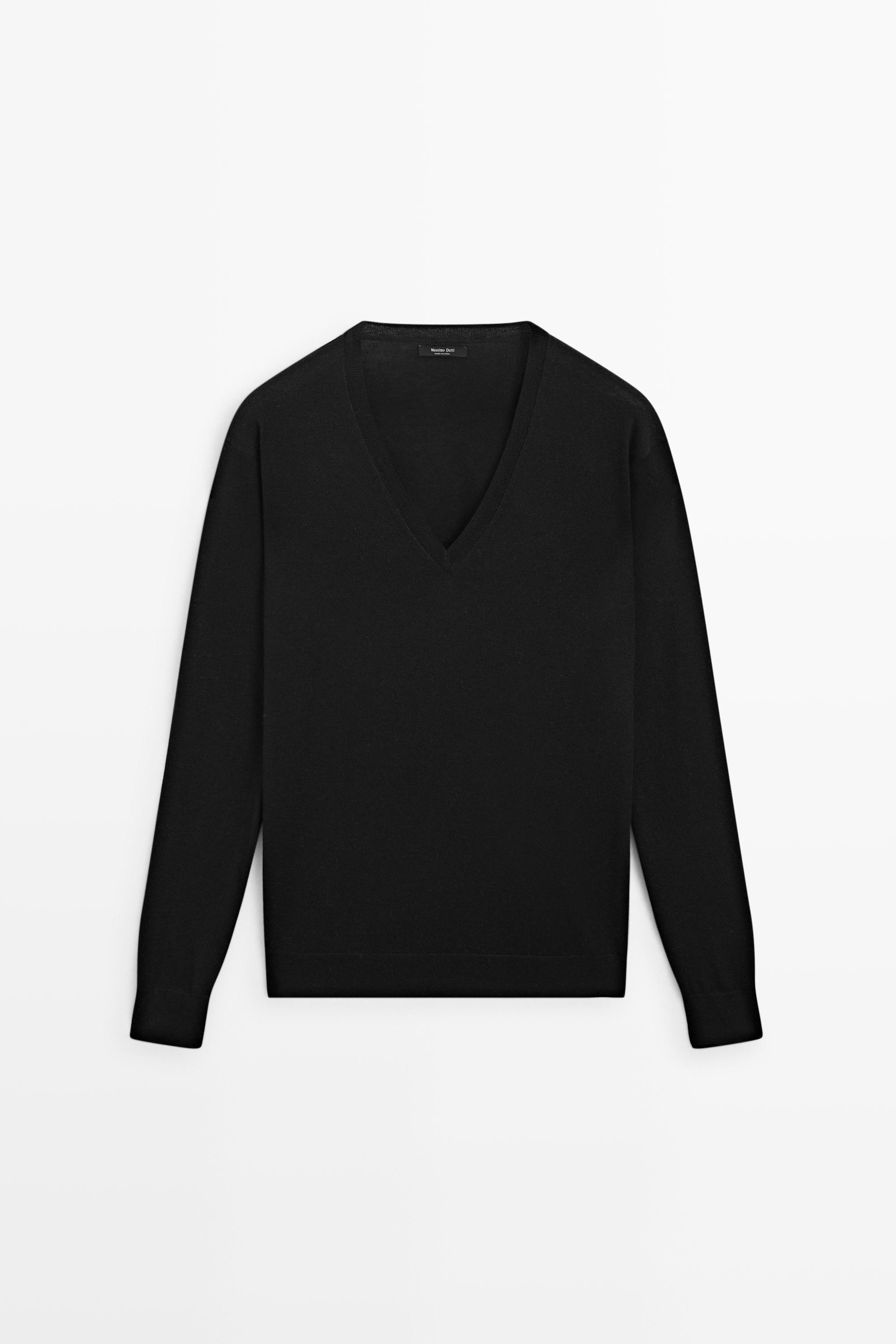 V-neck knit sweater