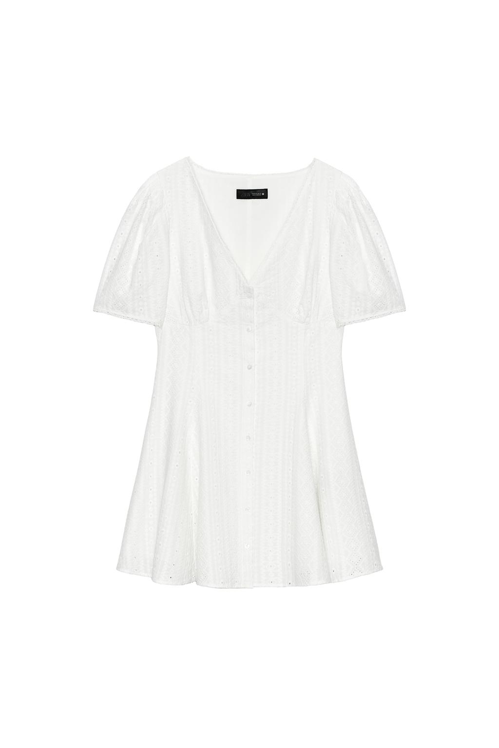 SHORT EMBROIDERED EYELET DRESS - image 3