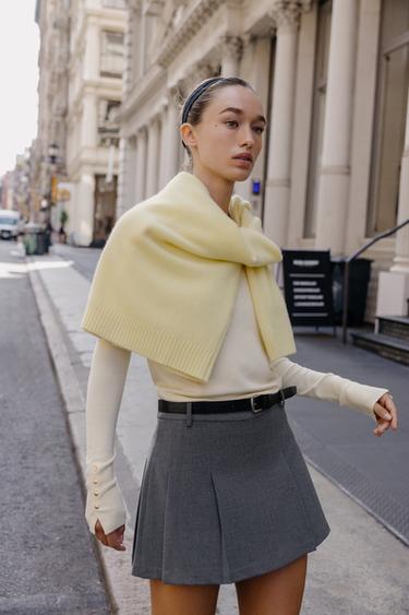 BASIC 100% WOOL KNIT CARDIGAN - Light yellow by Zara