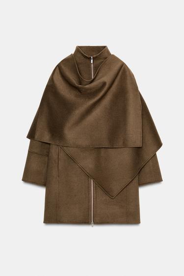ABRIGO CAPA CON LANA ZW COLLECTION - Khaki de Zara - Imagen 0