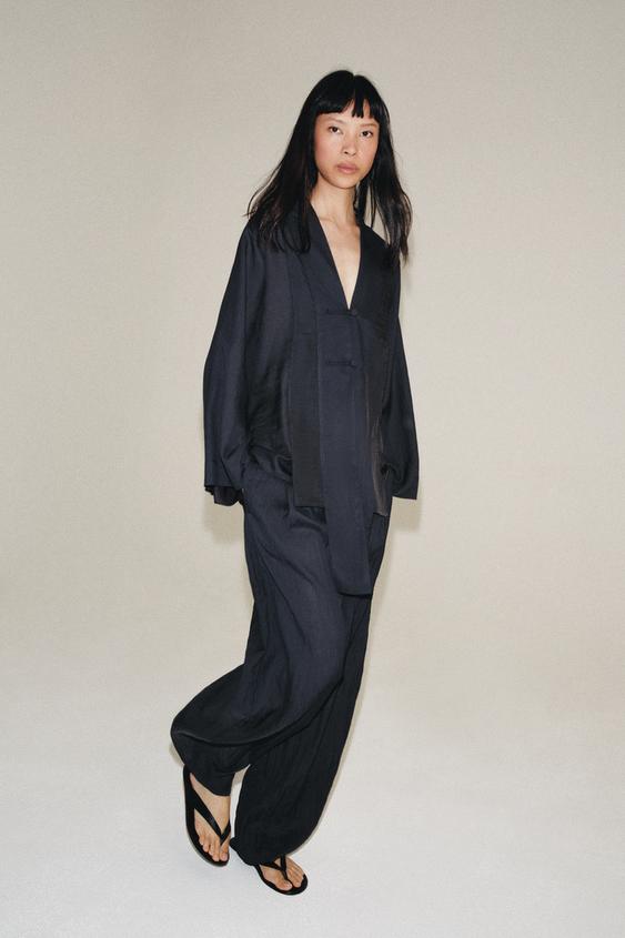 ZW COLLECTION CROSSOVER SHIRT WITH FROG FASTENING - Dark grey by Zara - Image 0