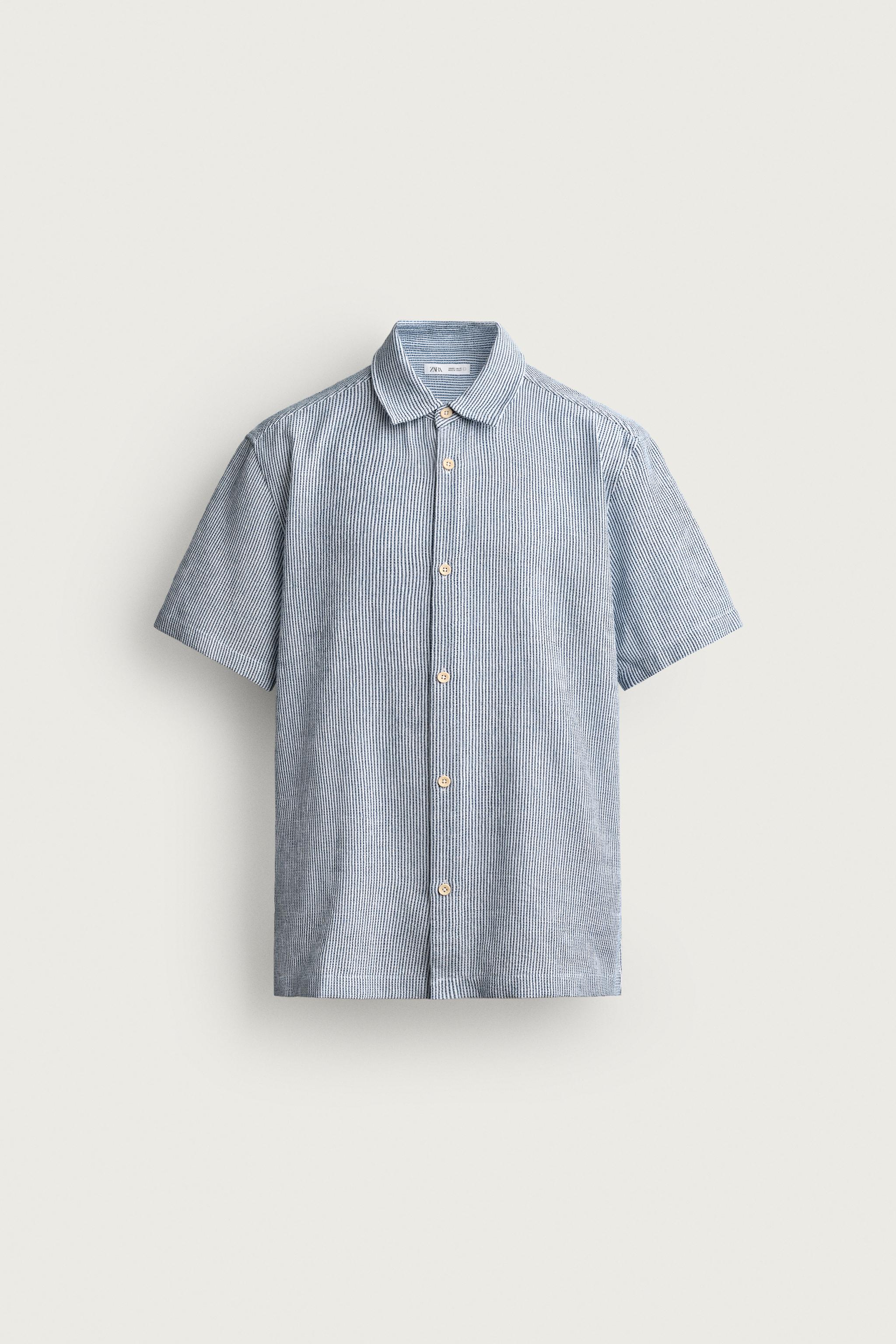 COMFORT TEXTURED SHIRT — Navy / White