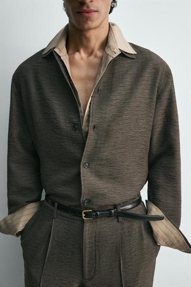 FLUID TEXTURED OVERSHIRT - Brown / Taupe by Zara - Image 5