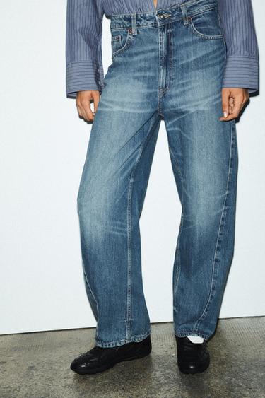 TRF BAGGY BALLOON MID-WAIST JEANS - Blue by Zara
