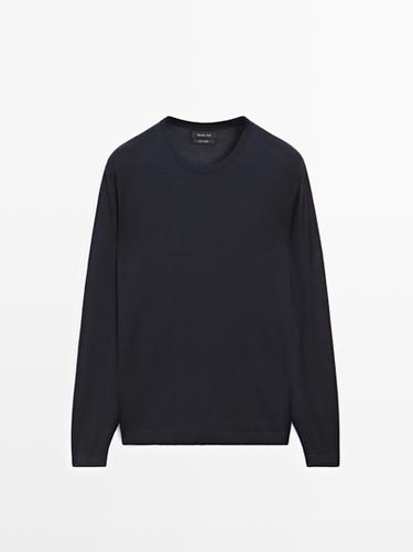 Zara Knit 100% cashmere crew neck sweater - Navy blue - Image 0