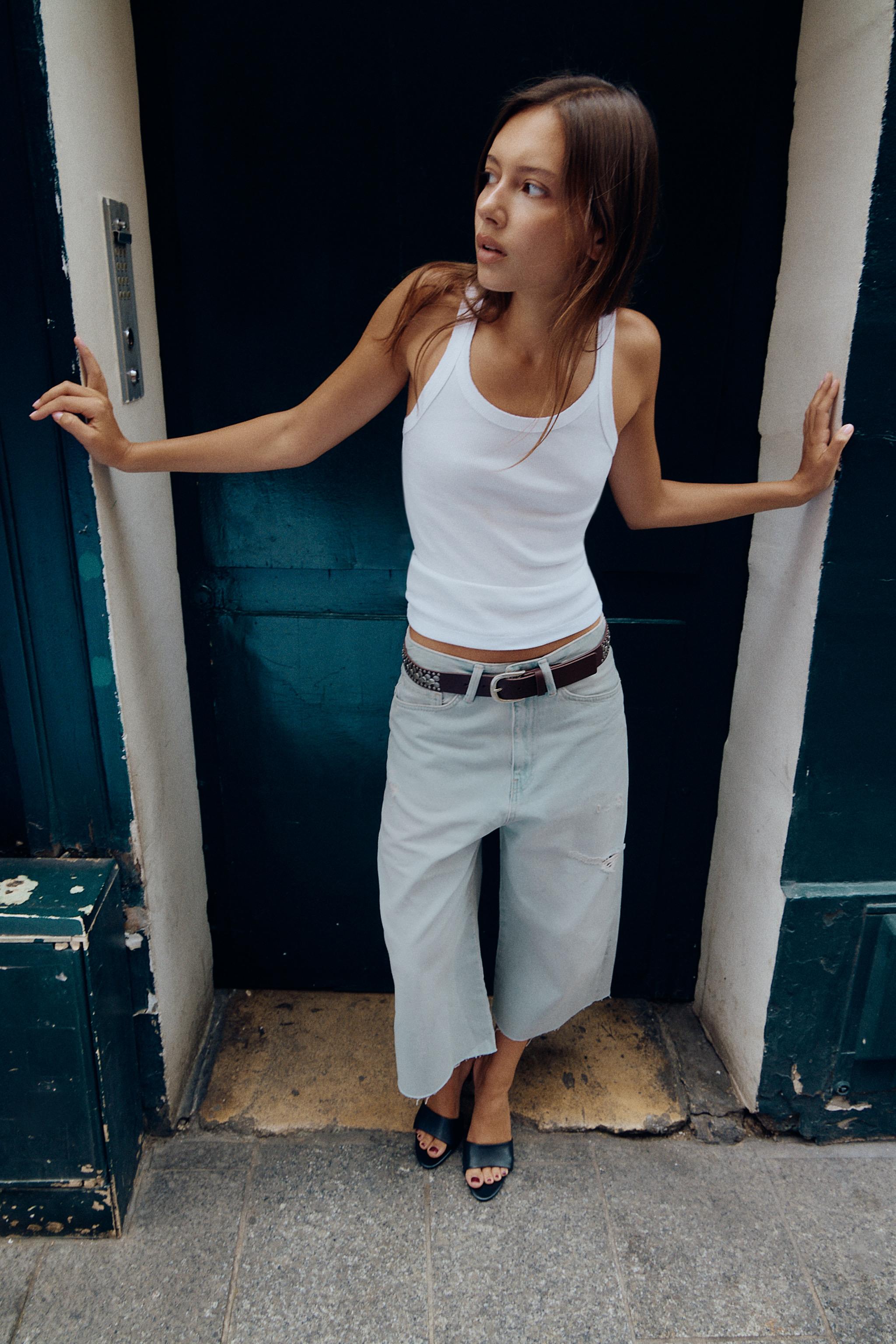 COTTON RIBBED TANK TOP — White