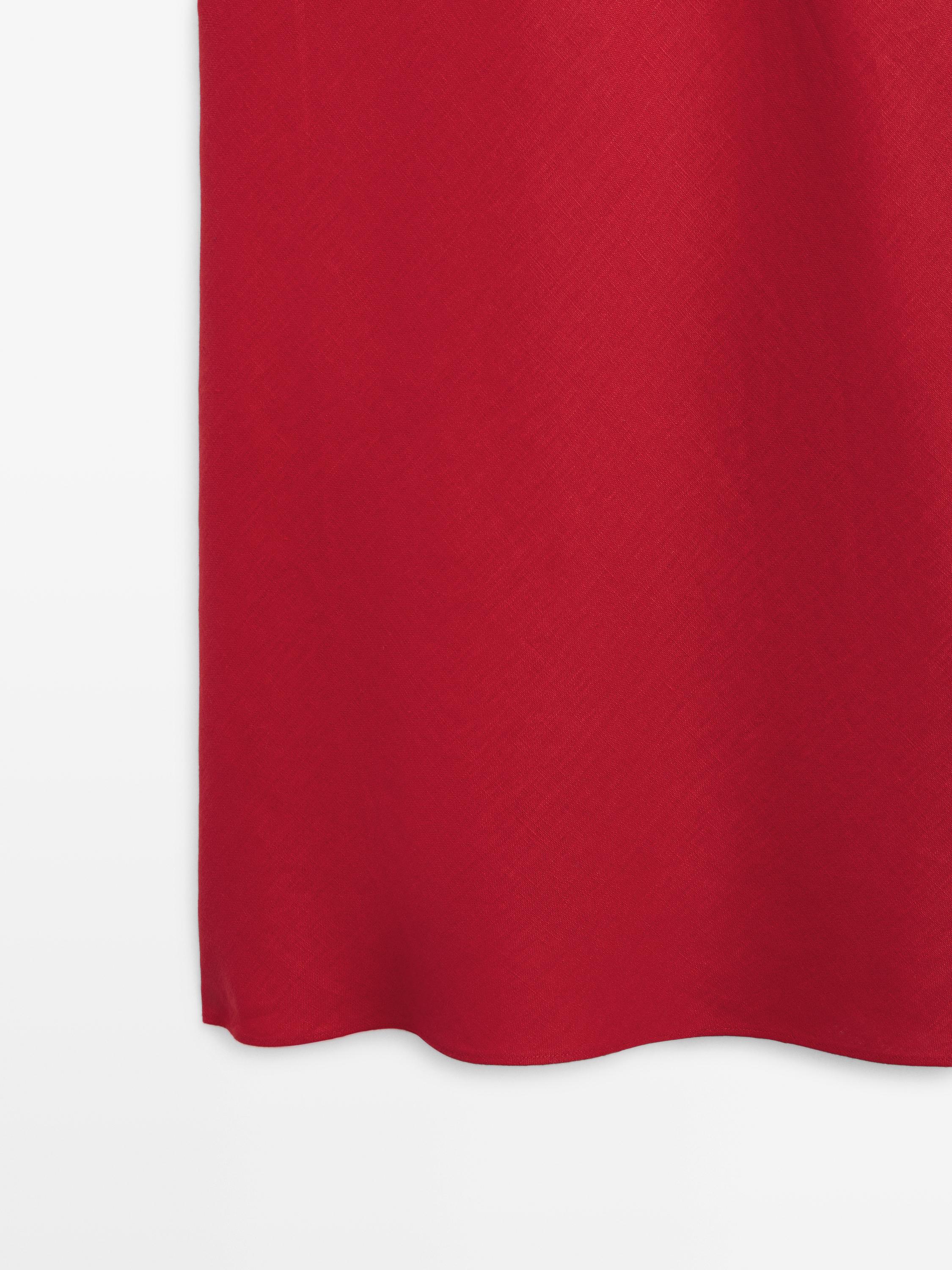 100% linen strappy midi dress