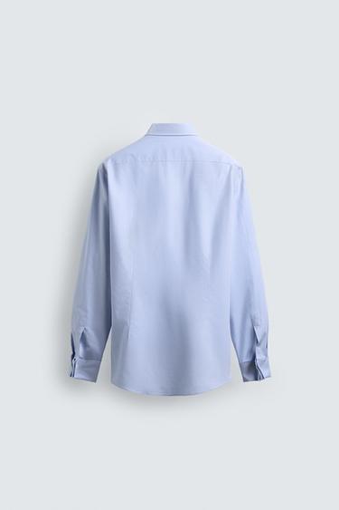 SLIM FIT SHIRT WITH CUFFLINKS - Sky blue by Zara - Image 8