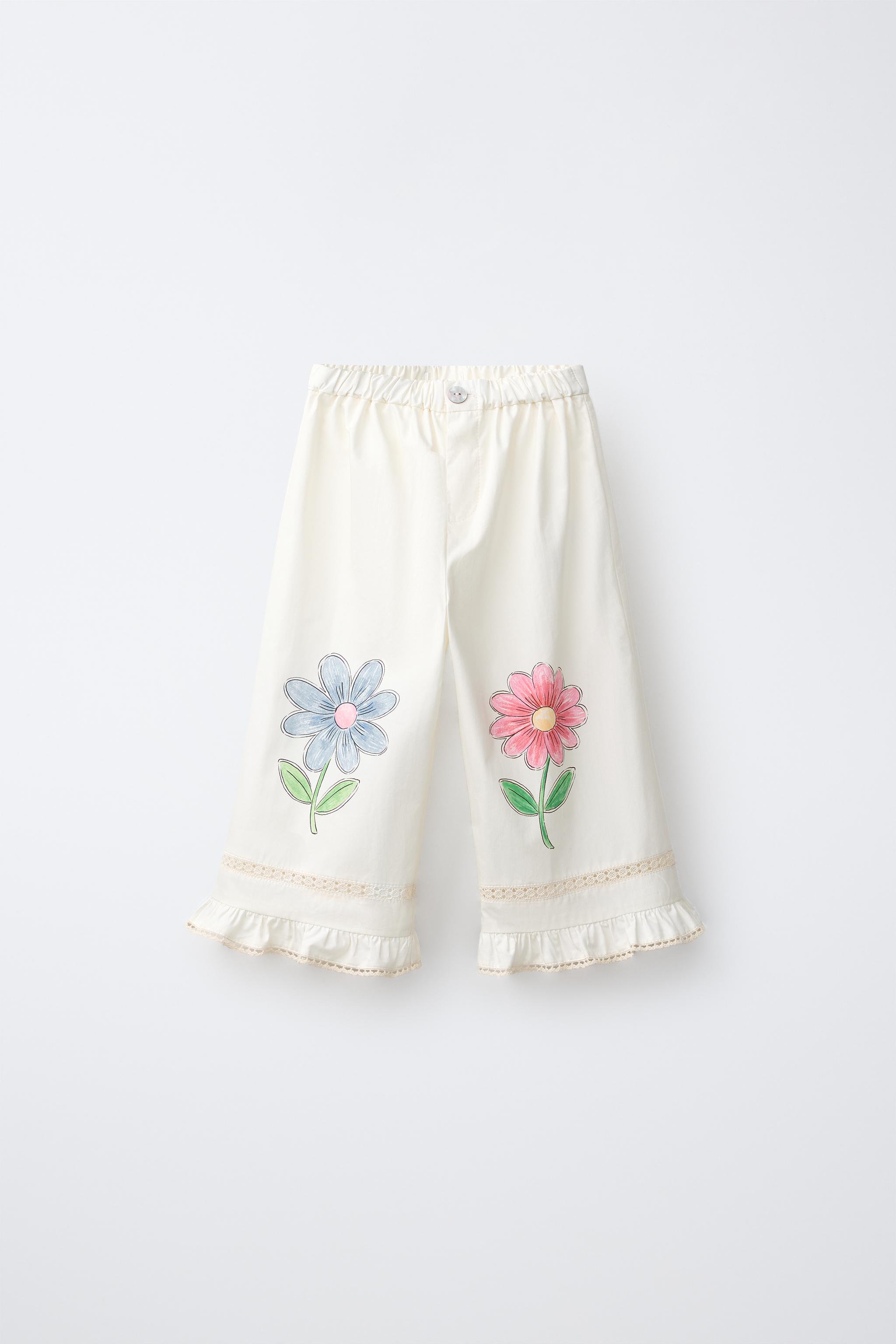 Детские брюки Zara FLORAL PRINT WIDE LEG PANTS — фото 2