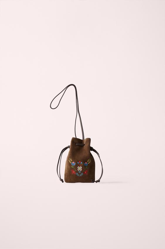 CREATED BY CARAMEL LONDON X ZARA EMBROIDERED LEATHER CROSSBODY BAG - Violet by Zara - Image 0