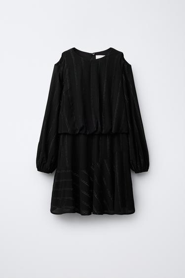 Zara SPARKLY STRIPED DRESS - Black - Image 0
