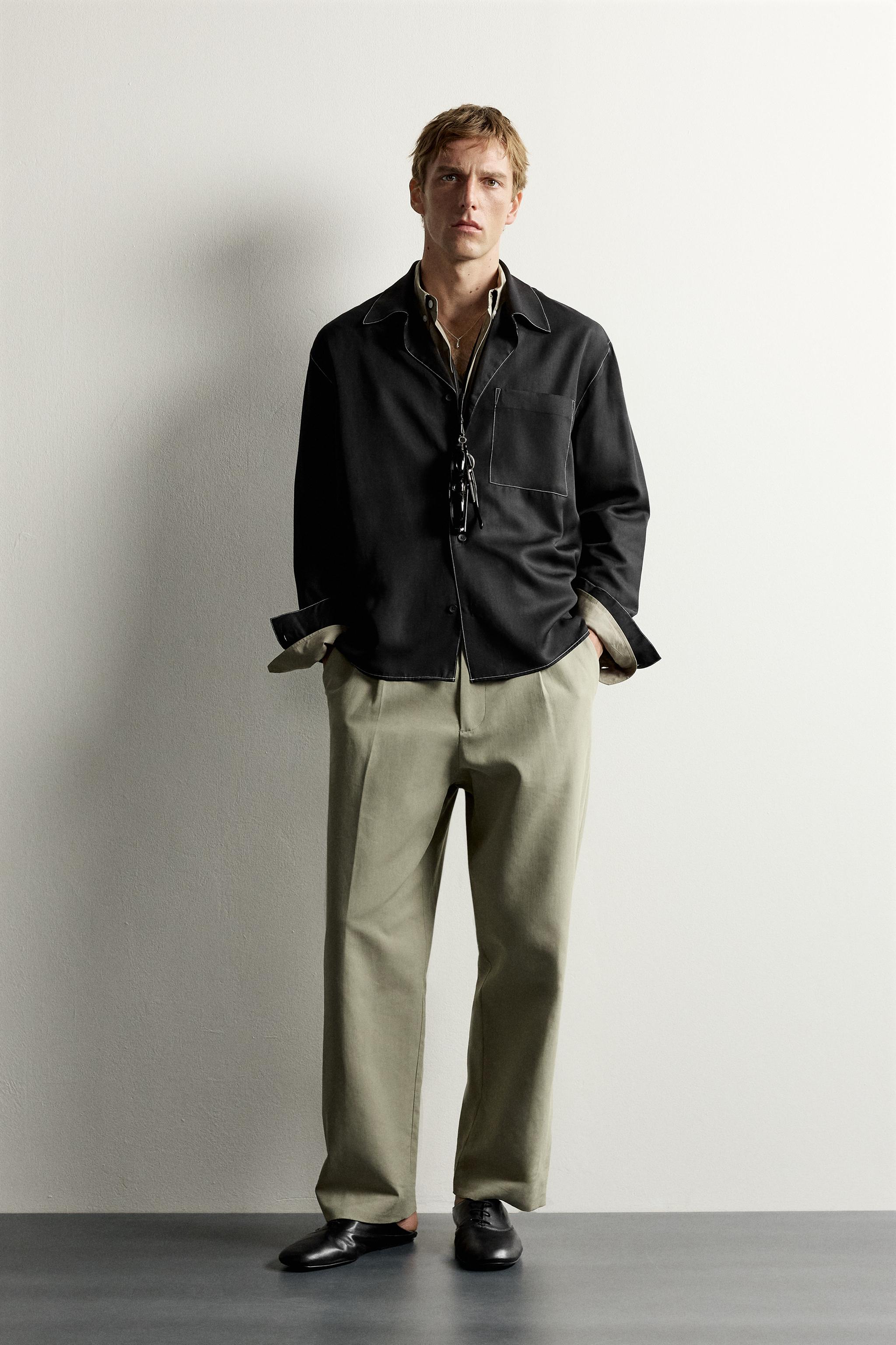 CHEMISE FLUIDE À SURPIQÛRES CONTRASTÉES