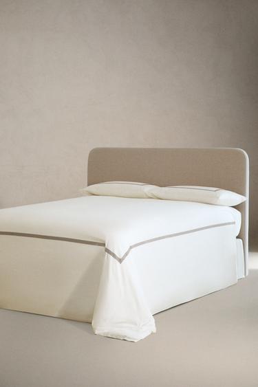 HOUSSE DE COUETTE SATIN BRODERIE GÉOMÉTRIQUE - Marron / Taupe de Zara - Image 1