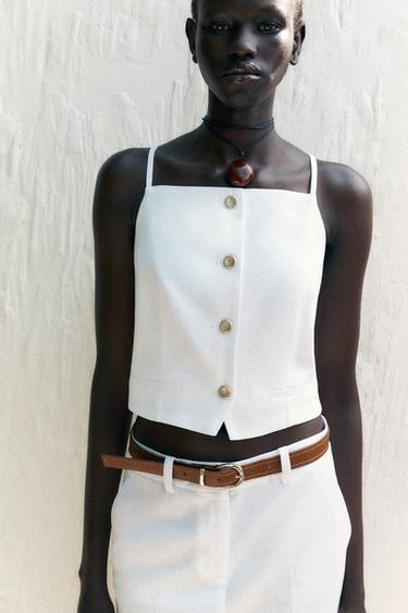 STRAPPY CROPPED WAISTCOAT - White by Zara
