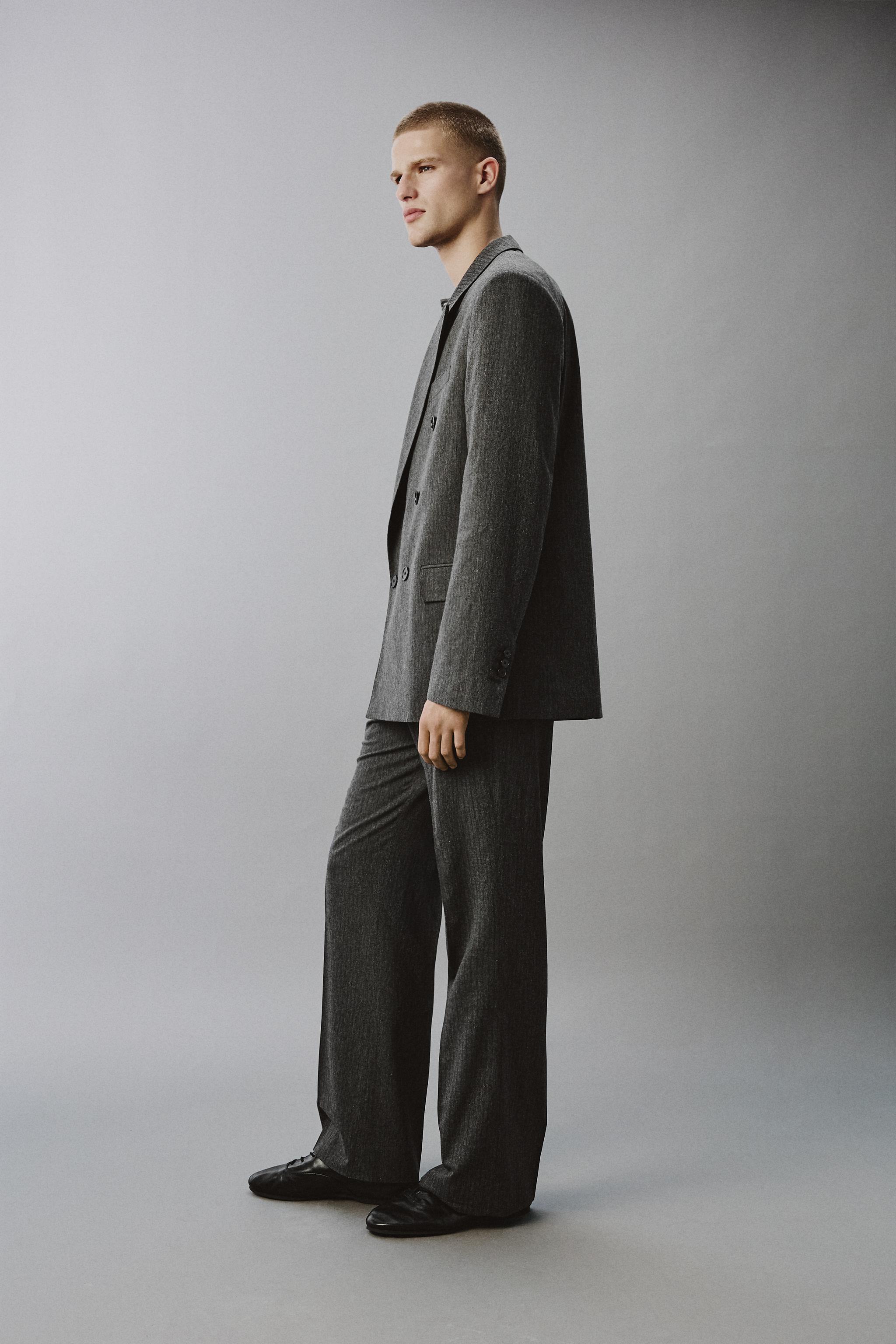 ピンストライプ柄スーツパンツ - グレー | ZARA Japan / 日本