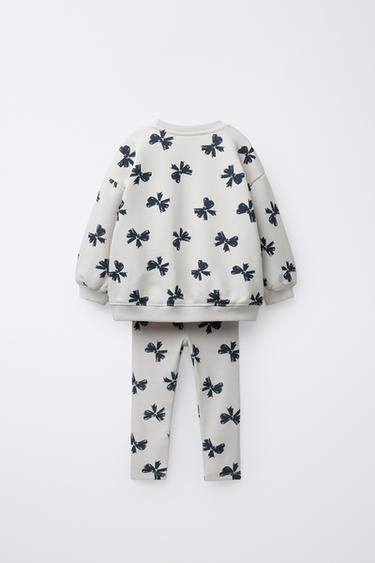 PRINTED RIB SWEATSHIRT AND JOGGERS SET - Pearl grey by Zara - Image 1